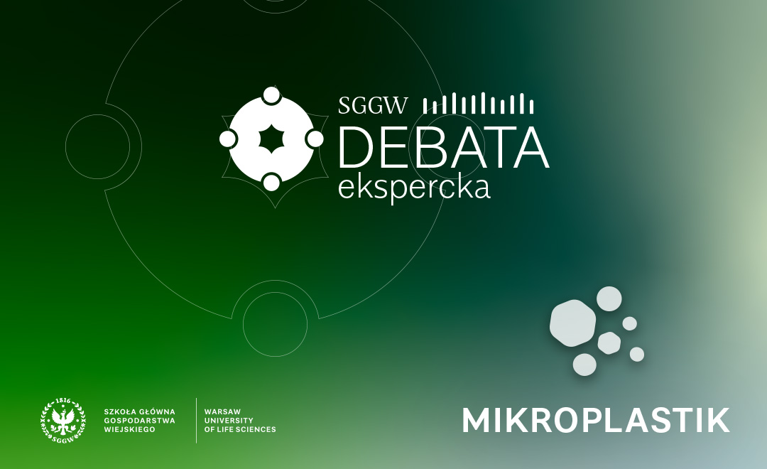 napis debata eksparcka mikroplastik na zielonym tle