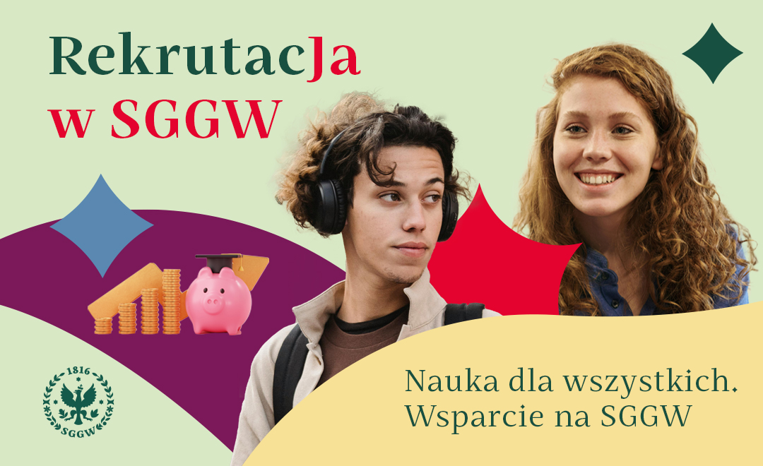 zdjęcie pary młodych ludzi na tle z hasłem rekrutacja w SGGW
