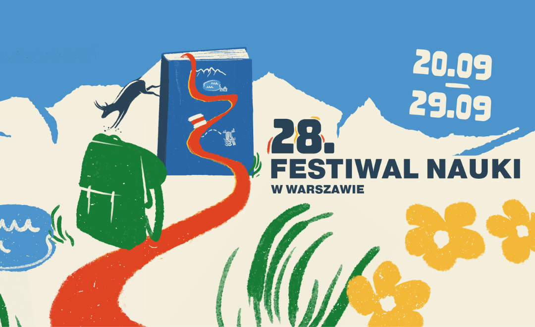 Festiwal Nauki - tekst na kolorowym tle